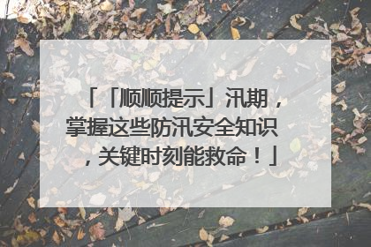 「顺顺提示」汛期，掌握这些防汛安全知识，关键时刻能救命！