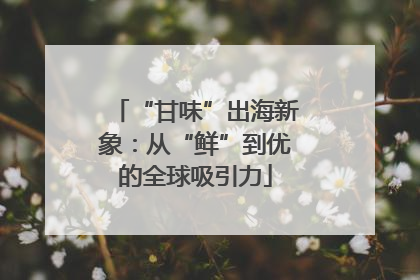 “甘味”出海新象：从“鲜”到优的全球吸引力
