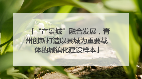 “产景城”融合发展，青州创新打造以县城为重要载体的城镇化建设样本