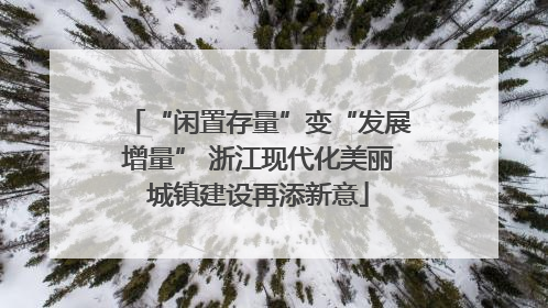 “闲置存量”变“发展增量” 浙江现代化美丽城镇建设再添新意