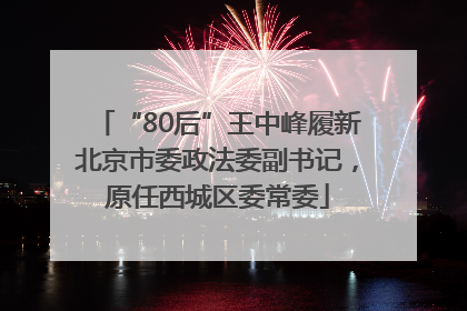 “80后”王中峰履新北京市委政法委副书记，原任西城区委常委