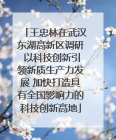 王忠林在武汉东湖高新区调研 以科技创新引领新质生产力发展 加快打造具有全国影响力的科技创新高地