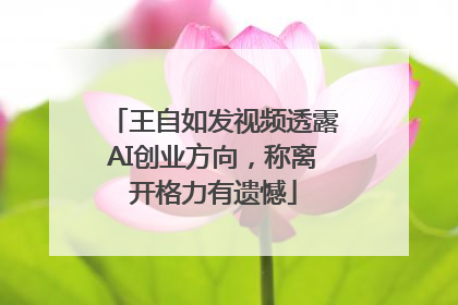 王自如发视频透露AI创业方向，称离开格力有遗憾