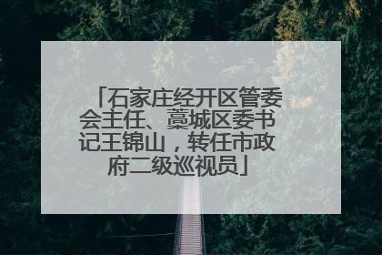 石家庄经开区管委会主任、藁城区委书记王锦山，转任市政府二级巡视员