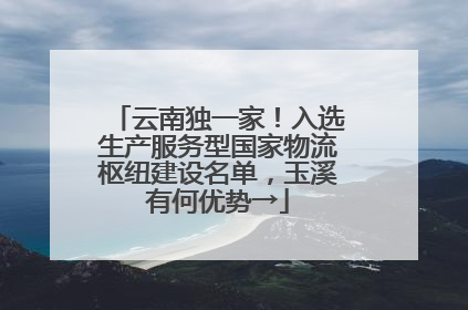 云南独一家！入选生产服务型国家物流枢纽建设名单，玉溪有何优势→