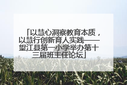 以慧心洞察教育本质，以慧行创新育人实践——望江县第一小学举办第十三届班主任论坛