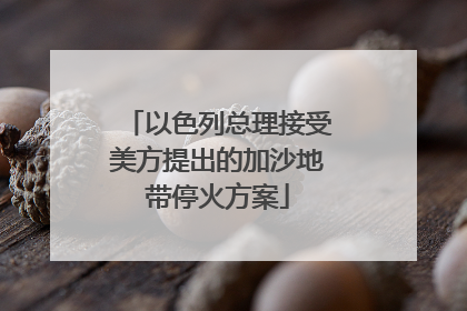 以色列总理接受美方提出的加沙地带停火方案
