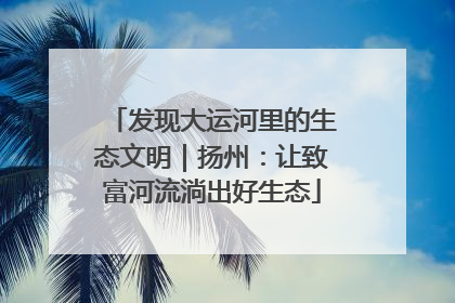 发现大运河里的生态文明｜扬州：让致富河流淌出好生态