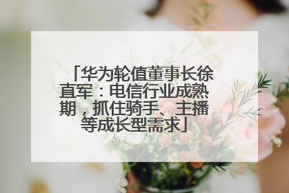 华为轮值董事长徐直军：电信行业成熟期，抓住骑手、主播等成长型需求