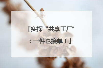 实探“共享工厂”：一件也接单！