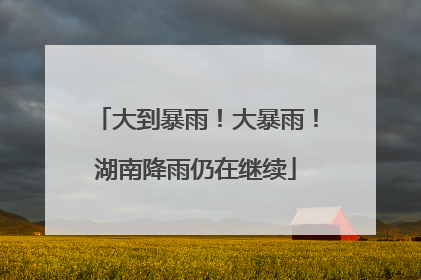 大到暴雨！大暴雨！湖南降雨仍在继续