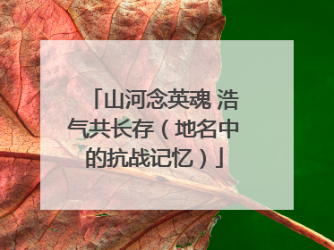山河念英魂 浩气共长存（地名中的抗战记忆）