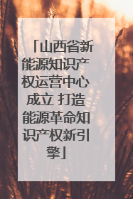 山西省新能源知识产权运营中心成立 打造能源革命知识产权新引擎