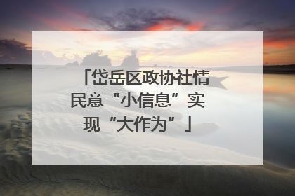岱岳区政协社情民意“小信息”实现“大作为”