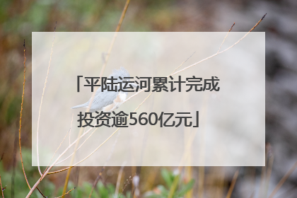 平陆运河累计完成投资逾560亿元