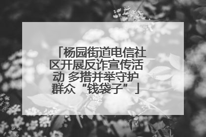 杨园街道电信社区开展反诈宣传活动 多措并举守护群众“钱袋子”