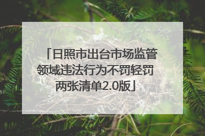 日照市出台市场监管领域违法行为不罚轻罚两张清单2.0版