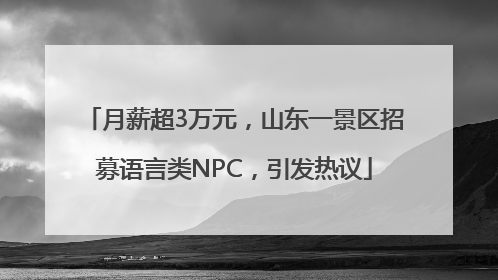 月薪超3万元，山东一景区招募语言类NPC，引发热议