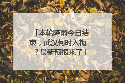 本轮降雨今日结束，武汉何时入梅？最新预报来了