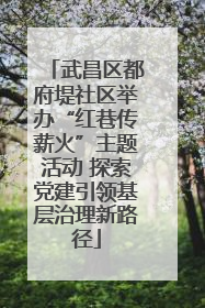 武昌区都府堤社区举办“红巷传薪火”主题活动 探索党建引领基层治理新路径