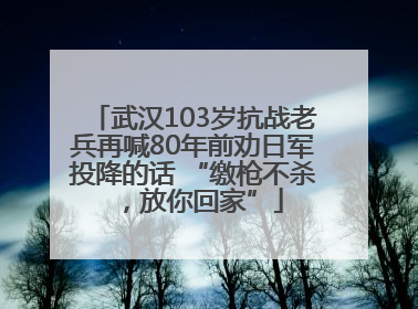 武汉103岁抗战老兵再喊80年前劝日军投降的话 “缴枪不杀，放你回家”