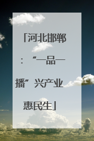 河北邯郸：“一品一播”兴产业惠民生