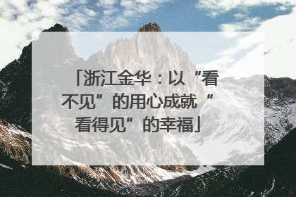 浙江金华：以“看不见”的用心成就“看得见”的幸福