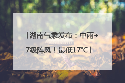 湖南气象发布：中雨+7级阵风！最低17℃