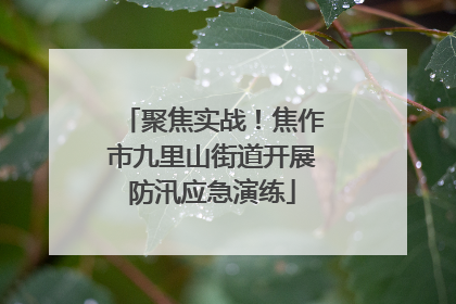 聚焦实战！焦作市九里山街道开展防汛应急演练