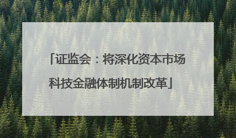 证监会：将深化资本市场科技金融体制机制改革