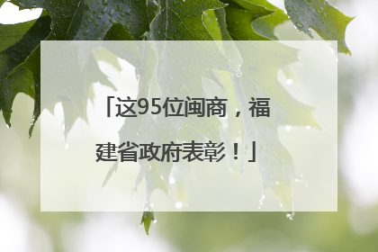这95位闽商，福建省政府表彰！
