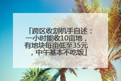 跨区收割机手自述：一小时能收10亩地，有地块每亩低至35元，中午基本不吃饭