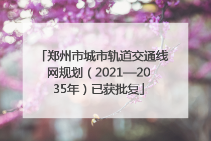 郑州市城市轨道交通线网规划（2021—2035年）已获批复