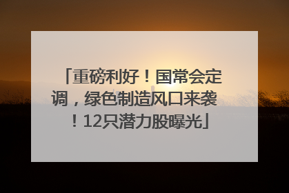 重磅利好！国常会定调，绿色制造风口来袭！12只潜力股曝光