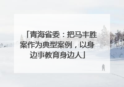 青海省委：把马丰胜案作为典型案例，以身边事教育身边人
