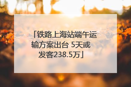 铁路上海站端午运输方案出台 5天或发客238.5万