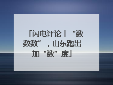 闪电评论丨“数数数”，山东跑出加“数”度