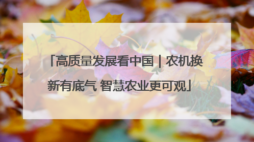 高质量发展看中国｜农机换新有底气 智慧农业更可观