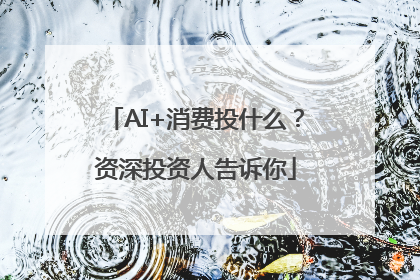 AI+消费投什么？资深投资人告诉你